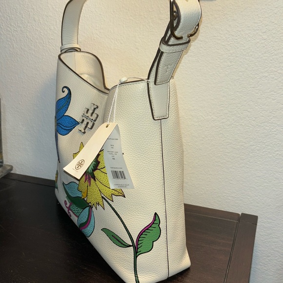 Tory Burch NWT Thea Appliqué Ivory Hobo Leather - Picture 8 of 10